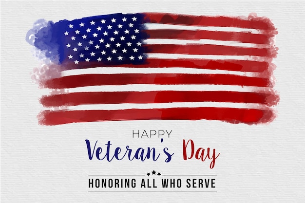 Free vector veterans day with watercolor flag