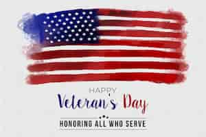 Free vector veterans day with watercolor flag