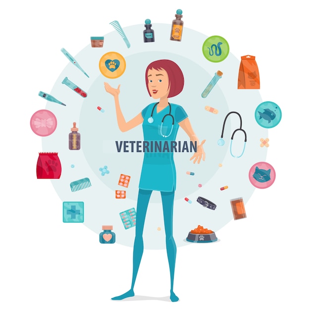 Free vector veterinarian round composition