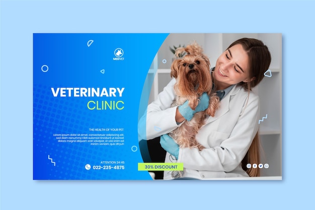 Vettore gratuito modello di banner veterinario