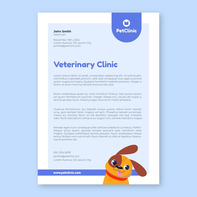 Modello di carta intestata per clinica veterinaria