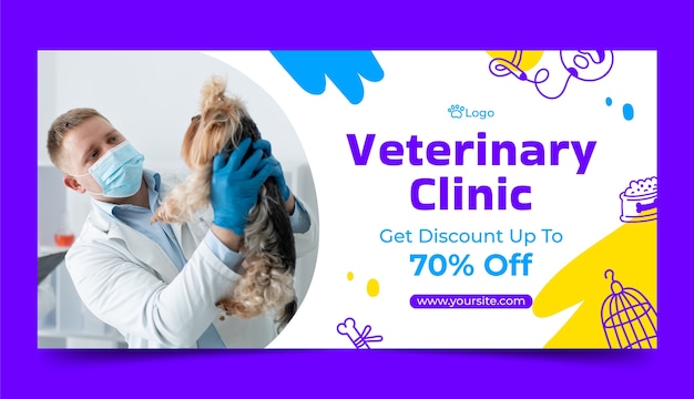 Free vector veterinary clinic sale banner template