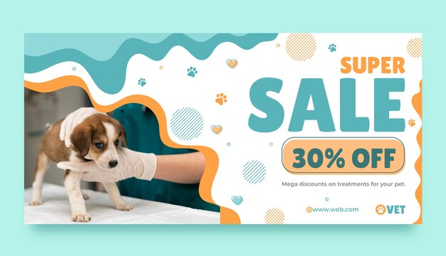 Veterinary clinic sale banner template