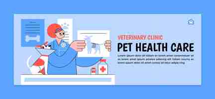 Free vector veterinary clinic social media cover template