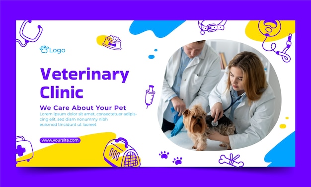 Free vector veterinary clinic social media promo template