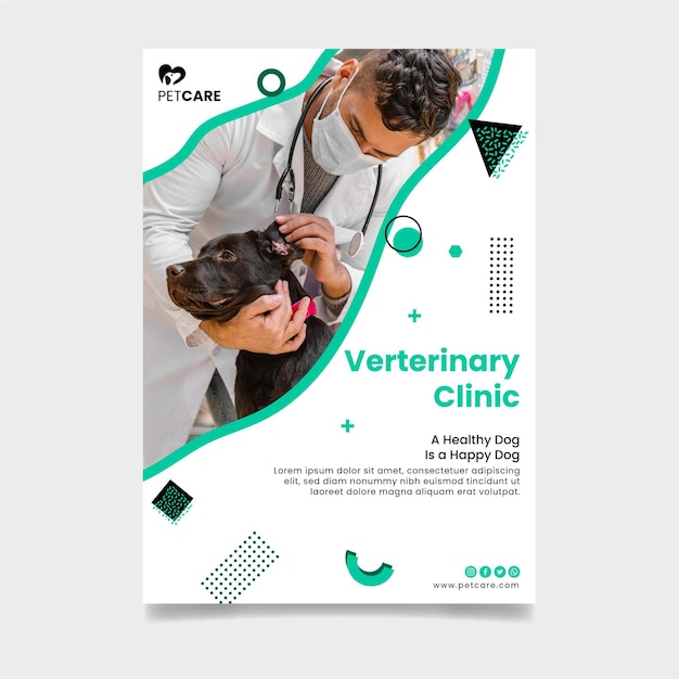 Modello di volantino verticale clinica veterinaria
