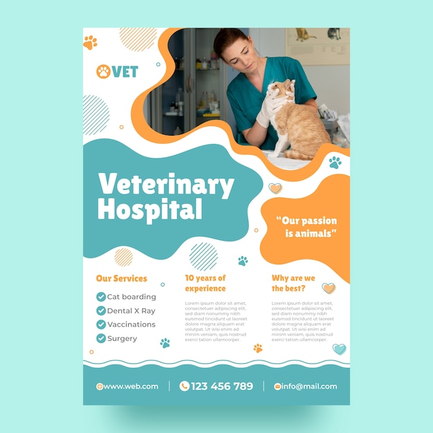 Veterinary clinic vertical poster template