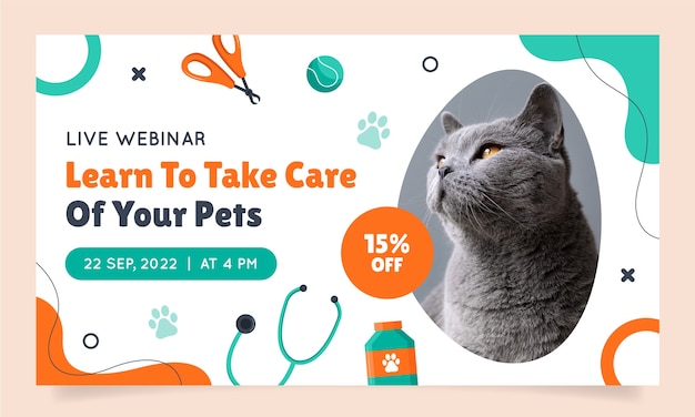 Free vector veterinary clinic webinar template