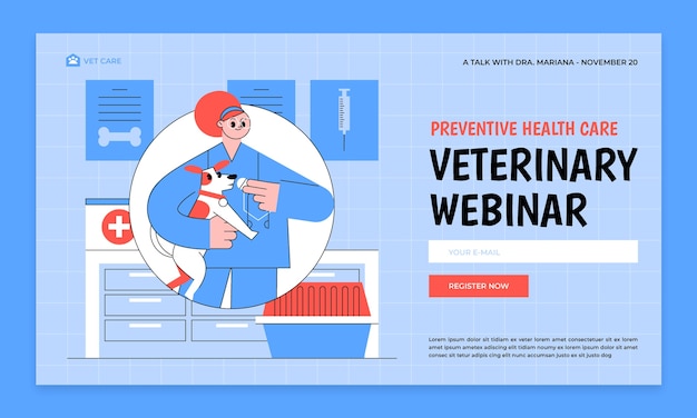 Vettore gratuito modello di webinar per clinica veterinaria