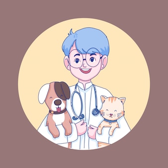 動物病院のイラストでかわいい猫をチェックするとき 獣医はフェイスマスクとフェイスシールドを着用します プレミアムベクター 動物病院のイラストでかわいい猫をチェックするとき 獣医はフェイスマスクとフェイスシールドを着用します プレミアムベクター