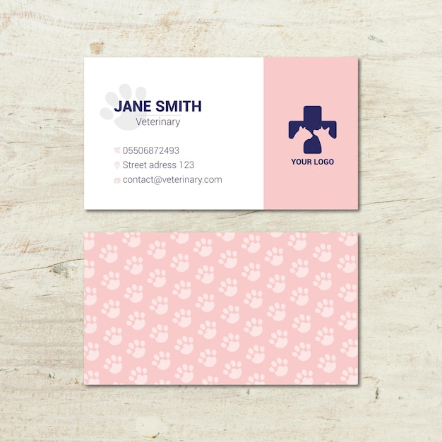 Free vector veterinary double-side business cards template