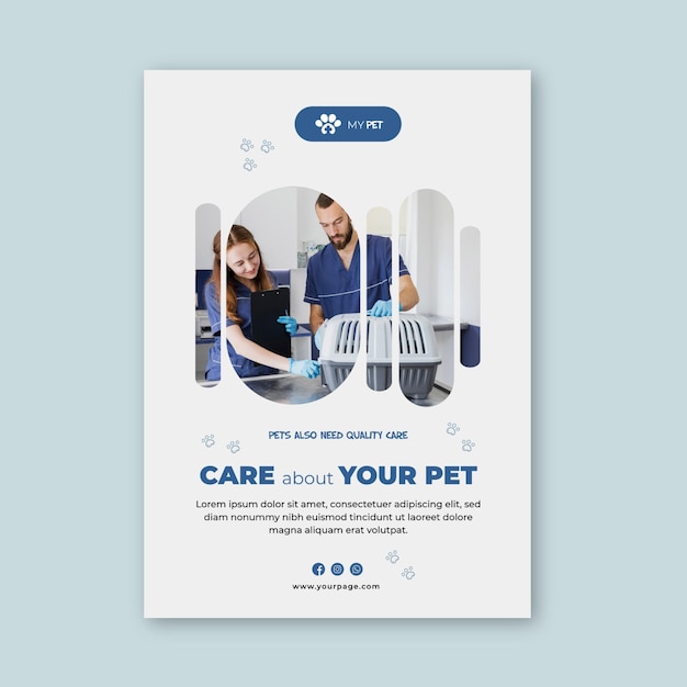 Free vector veterinary flyer vertical template