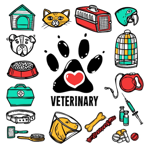 Free vector veterinary icon set