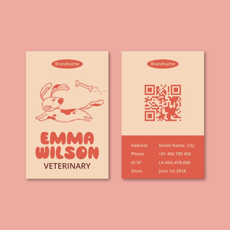 Free Vector veterinary  id card design
