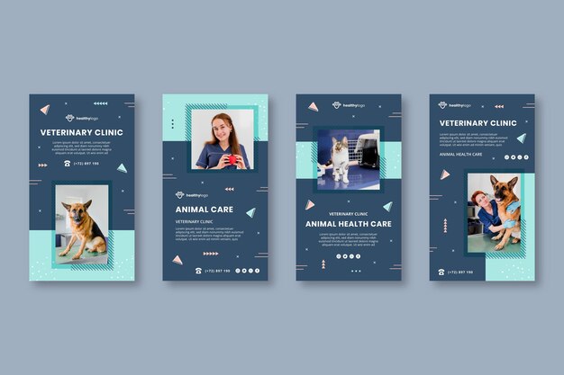 Free vector veterinary instagram story templates