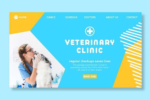 Vettore gratuito modello web veterinario