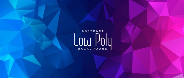 Vibrant blue and pink low poly abstract banner