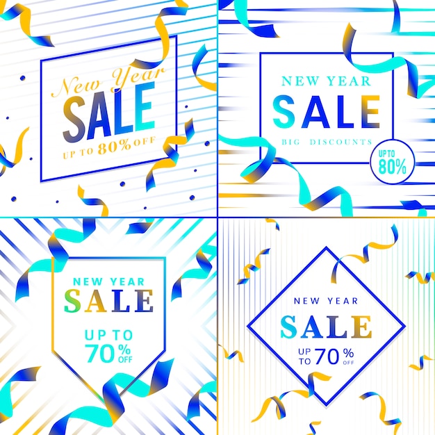 Free vector vibrant blue sale sign vector set