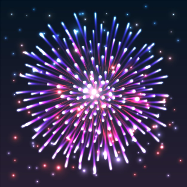 Free vector vibrant fireworks display at night