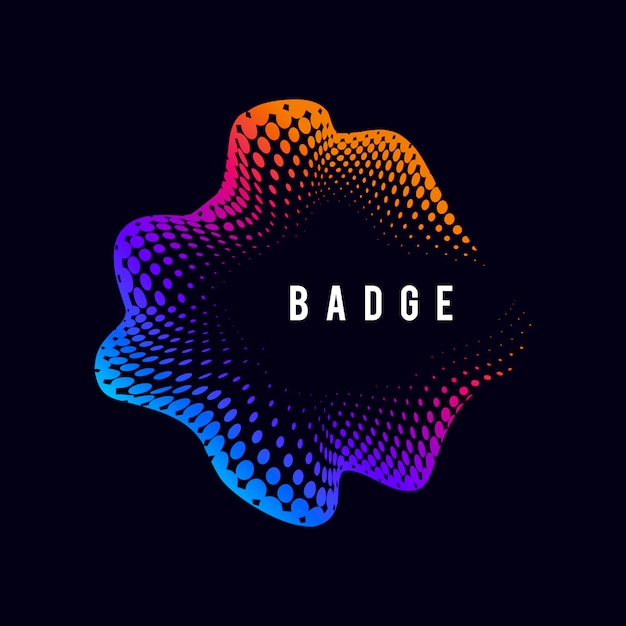 Vibrant halftone badge on black vector background