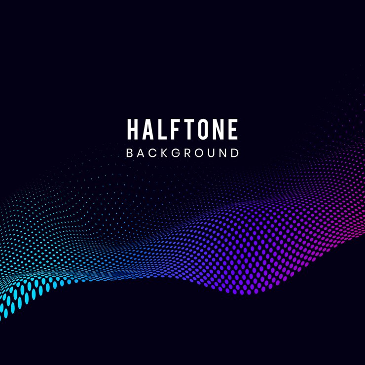 Free Vector vibrant halftone on black background vector