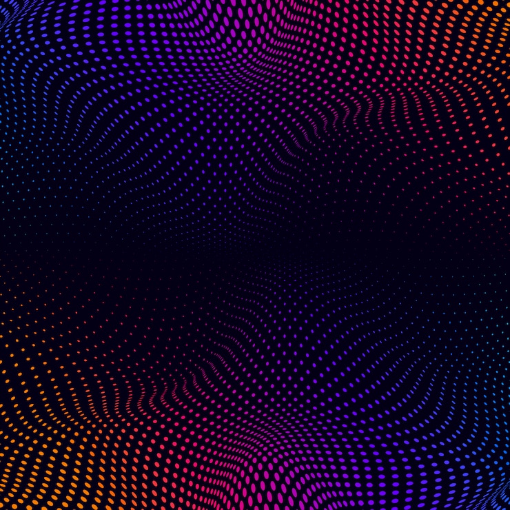 Free Vector vibrant halftone on black background vector