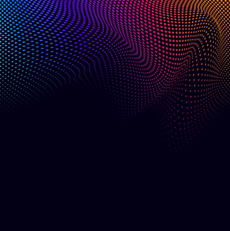 Free Vector vibrant halftone on black background vector