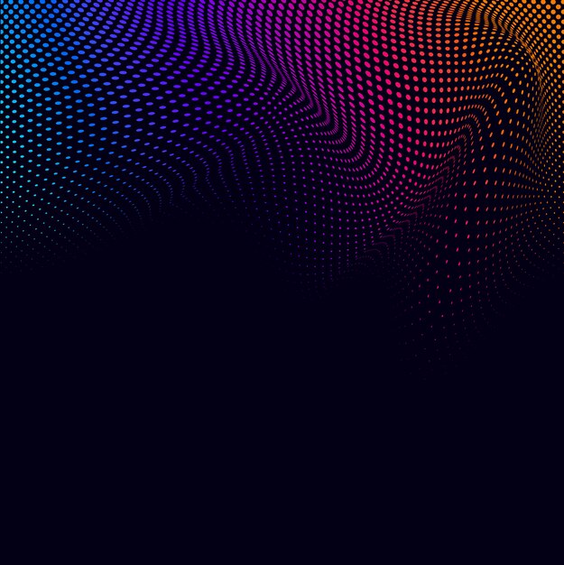 Vibrant halftone on black background vector