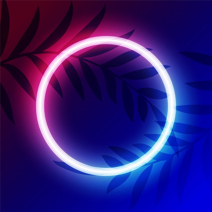 Free Vector vibrant neon circle light frame with text space