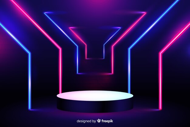 Vibrant neon lights stage background