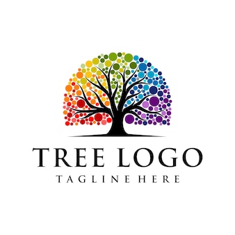 活気​に​満ちた​木​の​ロゴ​カラフル​な​木​の​ロゴ​虹​の​木​の​ロゴ​ベクトル​の​ロゴ​デザイン