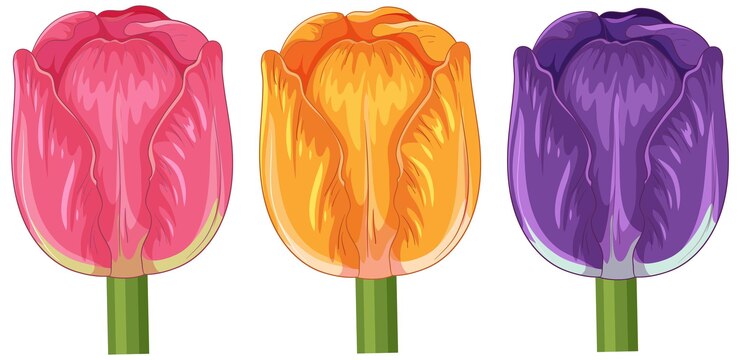 Free Vector vibrant tulip trio in vector art