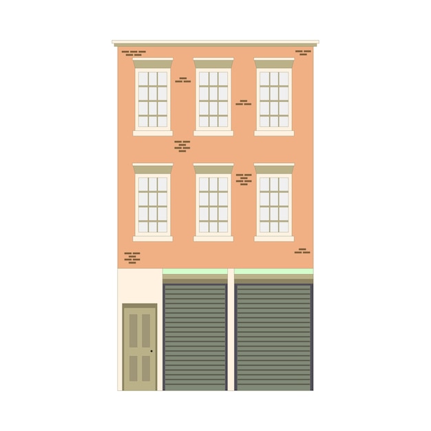 Бесплатное векторное изображение Викторианские фасады зданий шаблон для веб-графических игр и дизайна движений векторная иллюстрация