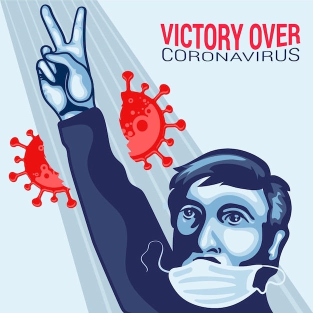 Free vector victorious over coronavirus