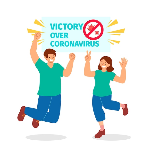 Free vector victory over coronavirus concept
