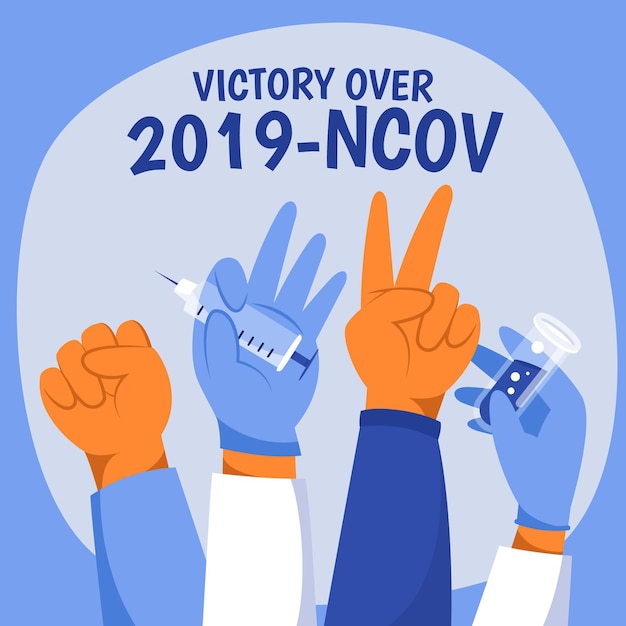 Free vector victory over coronavirus concept