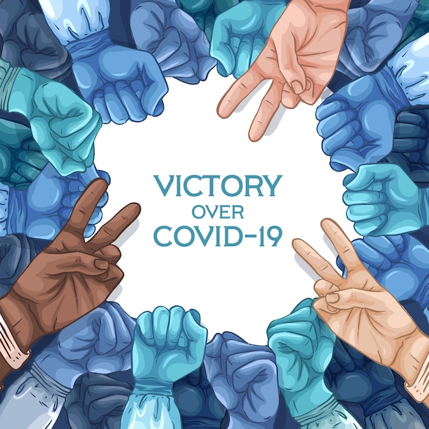 Victory over coronavirus concept