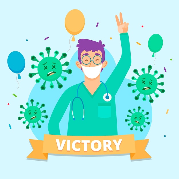Victory over coronavirus concept