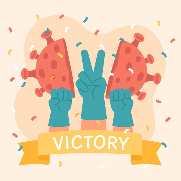 Free vector victory over coronavirus concept