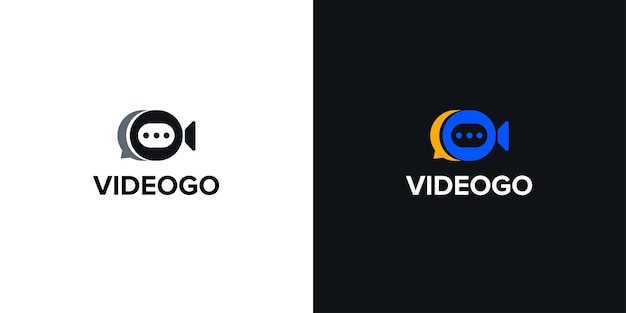 Логотип видеоконференции с пузырьковым чатом, идеально подходящим для логотипа приложения