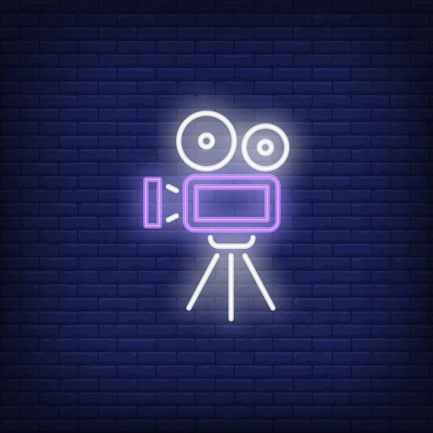 Free vector video camera neon sign