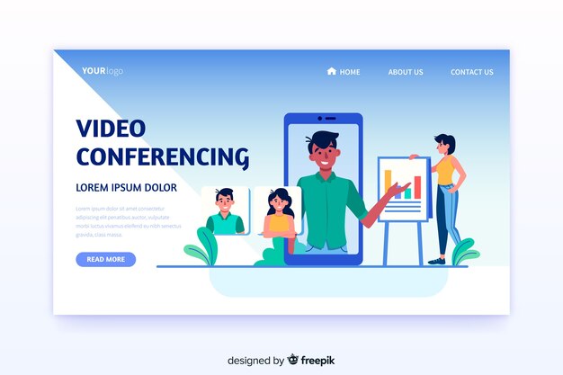 Video conferencing concept for landing page