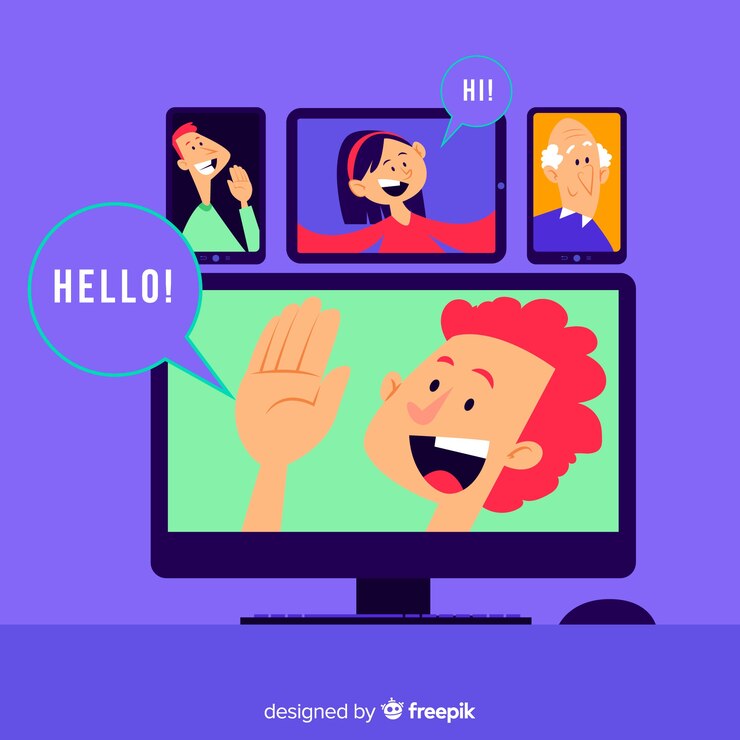 무료 Vector 랜딩 페이지를위한 화상 회의 개념