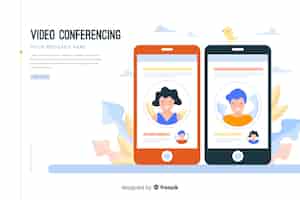 Free vector video conferencing concept for landing page