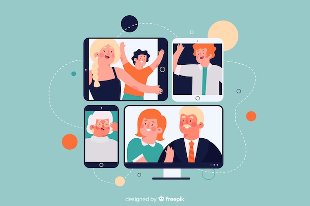 Free vector video conferencing concept for landing page