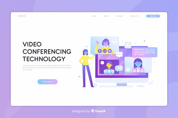Video conferencing concept landing page