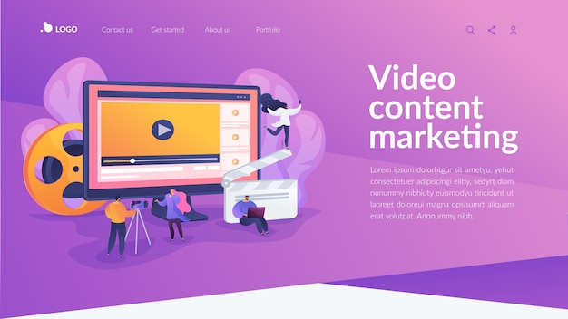 Free vector video content marketing landing page