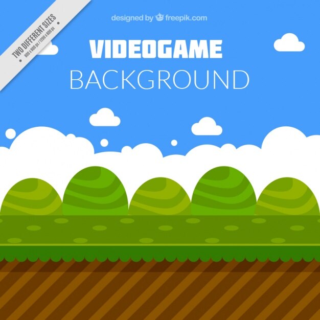 Video game background with bushes in flat style