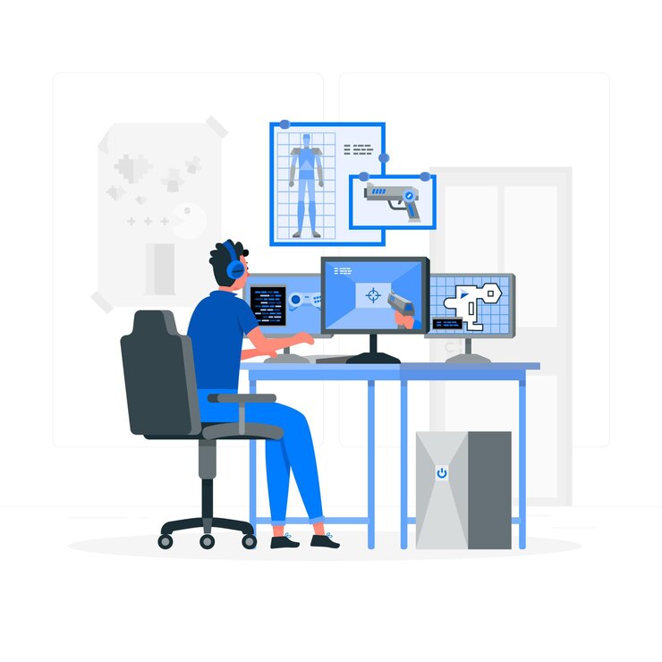 Free Vector video game developer concept illustration