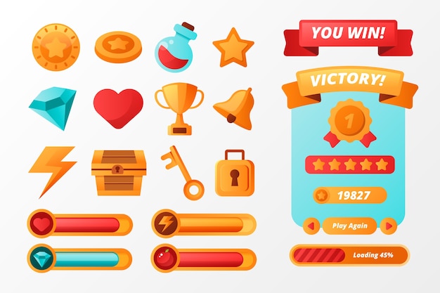 Free vector video game elements collection